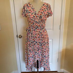 Nicole Miller Studio Wrap-Effect Floral Midi Dress